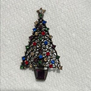Festive Multicolor Christmas Tree Brooch